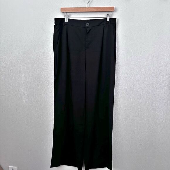 LAVENDER J x BOUTIQUE | Black Slacks Pleated Wide Leg Y2K Trousers | Size XL - Picture 2 of 8